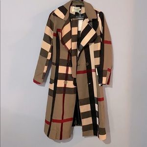 Berry grid print trench coat Clearance